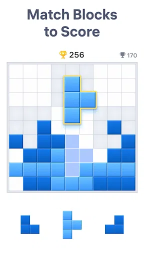 Bloques de Blockudoku listos para colocar en el tablero