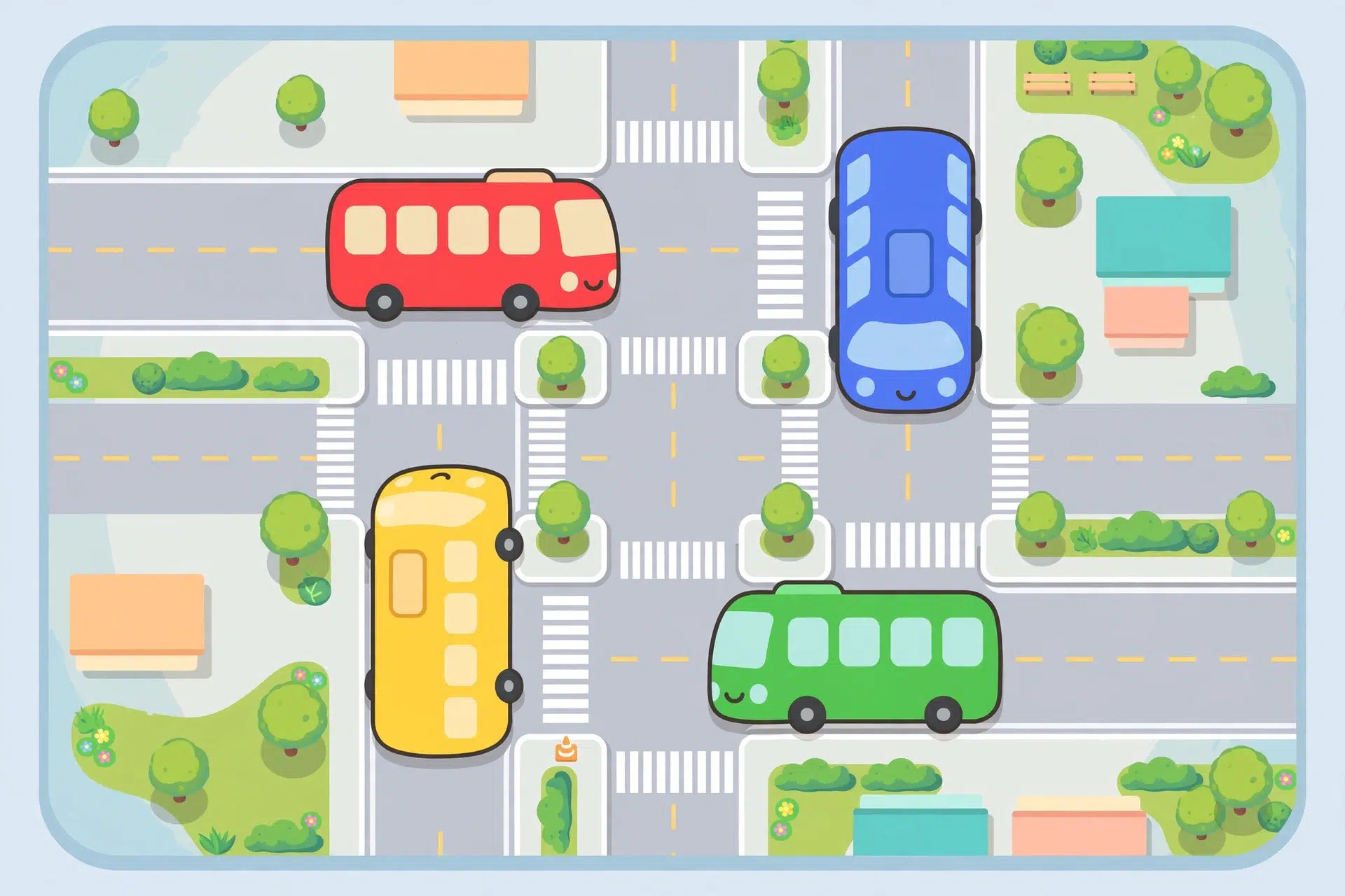 Atasco de tráfico en el puzzle de autobuses de Bus Fever Party