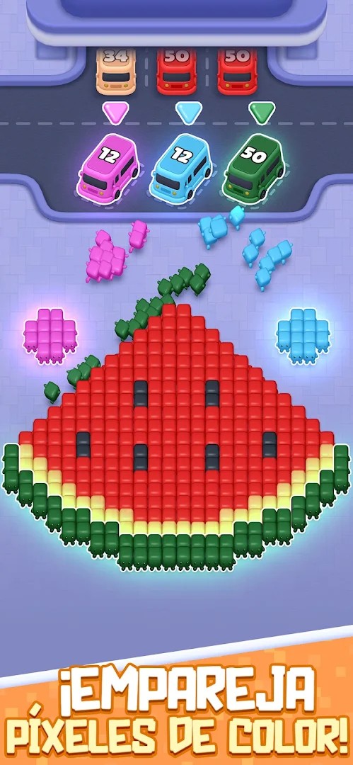 Buzzy Bus MOD APK niveles de píxeles de colores