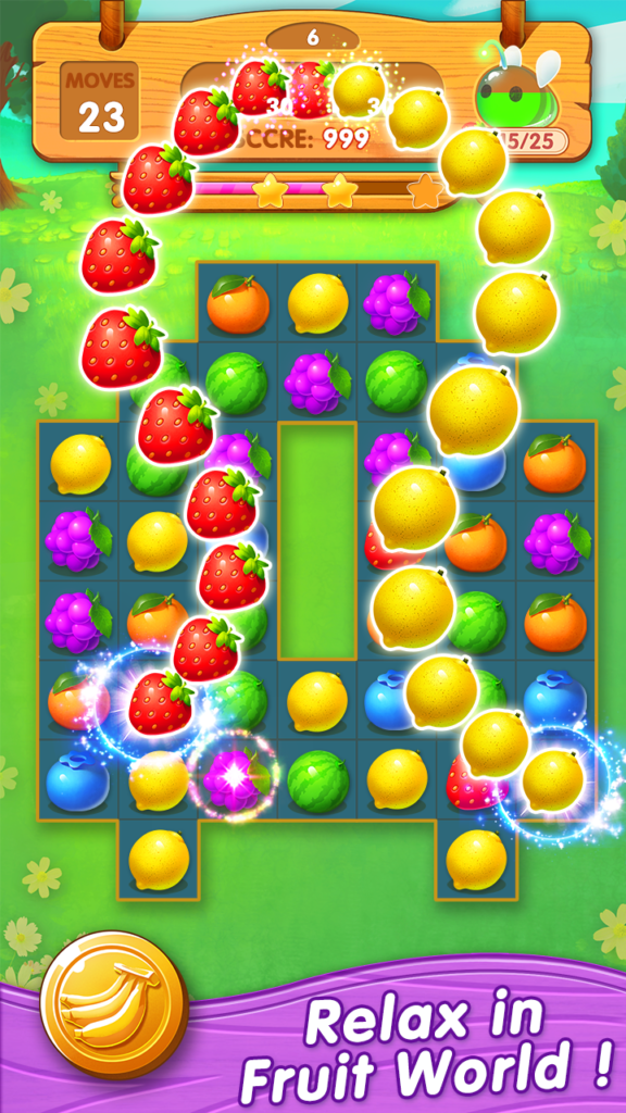 Portales y llaves mágicas en un nivel de Fruit Fancy
