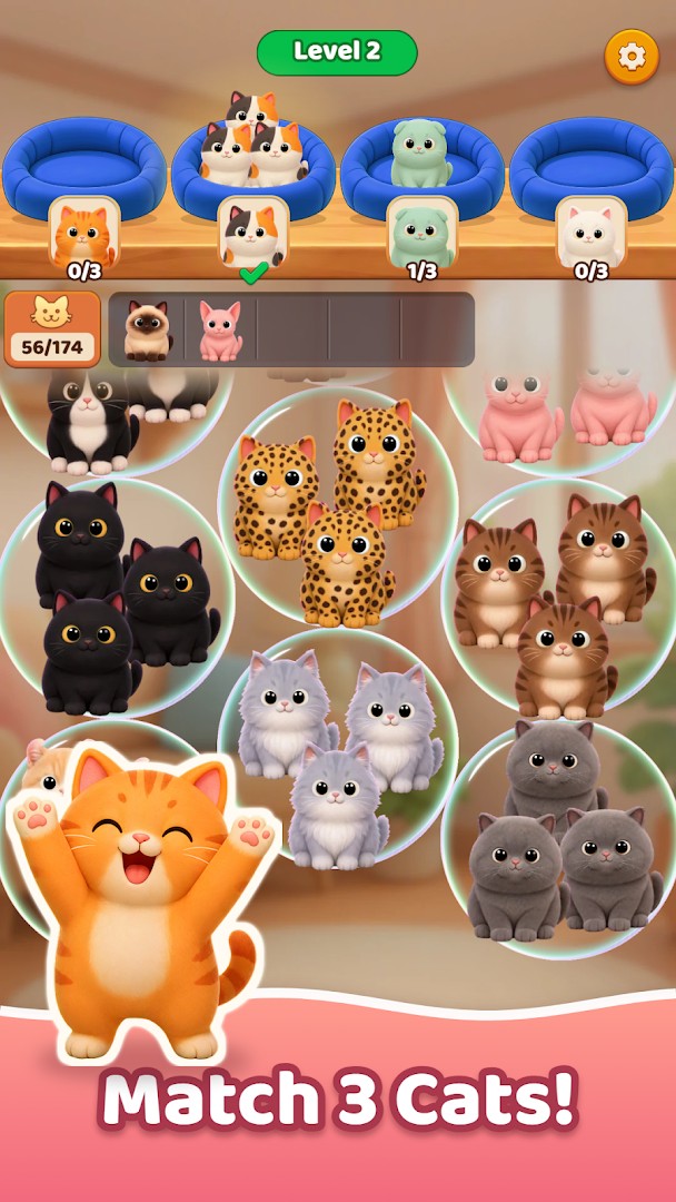 Meowpop MOD APK niveles de puzzle de gatos