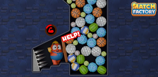 Nivel de Match Factory con objetos 3D para emparejar en la bandeja