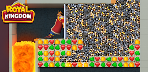Tablero de puzle match 3 en Royal Kingdom con el rey Richard