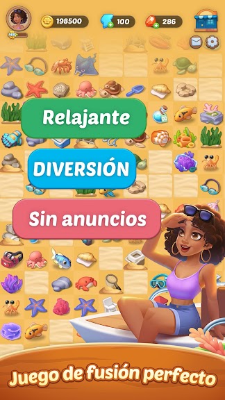 Pedidos y cadena de objetos en Seaside Escape Merge and Story