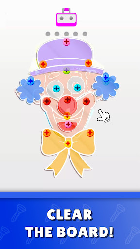 Nivel con forma de payaso en Screw Jam, limpia el tablero