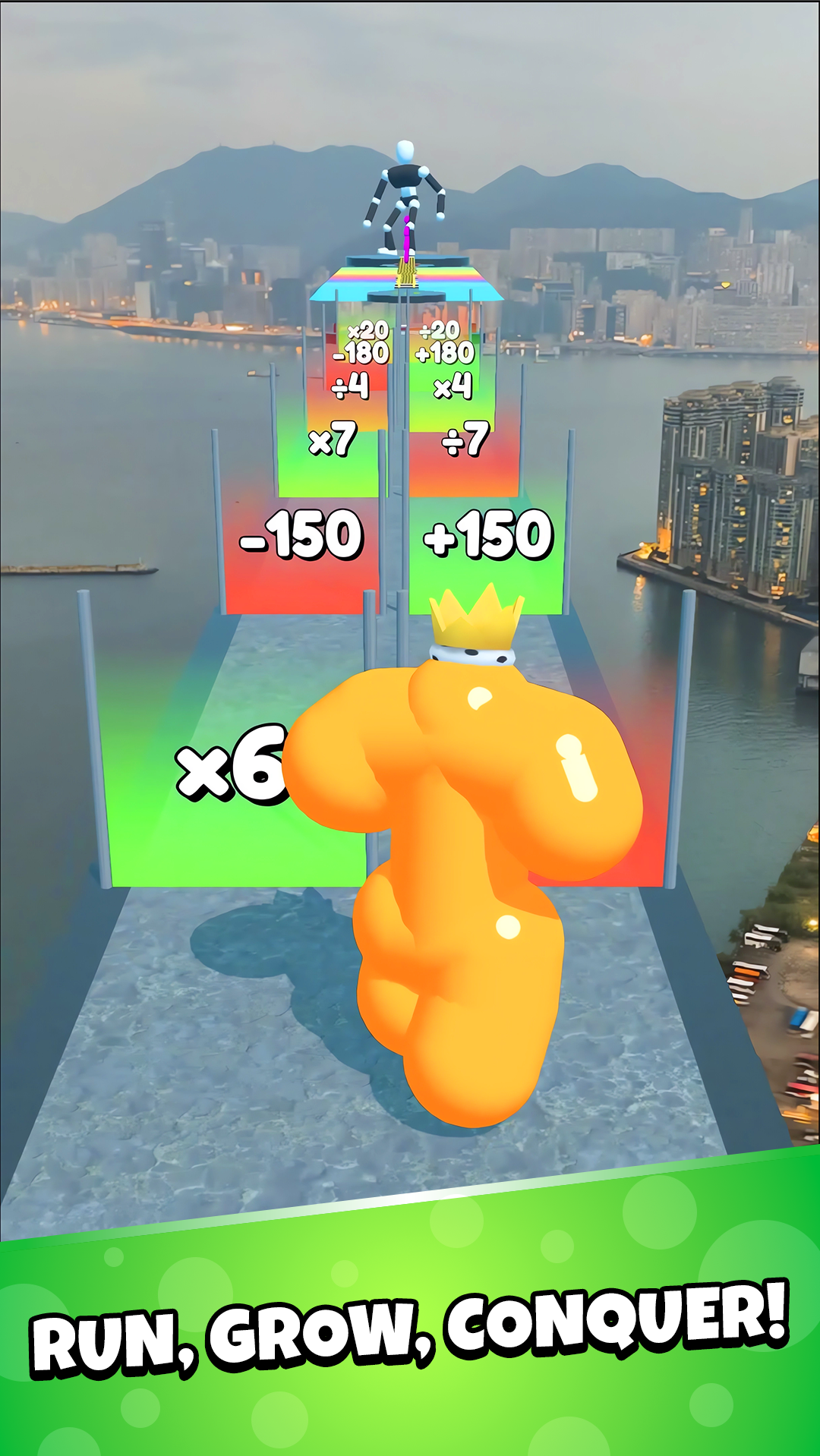 Captura de Tall Man Run con el corredor gigante corriendo hacia el jefe final