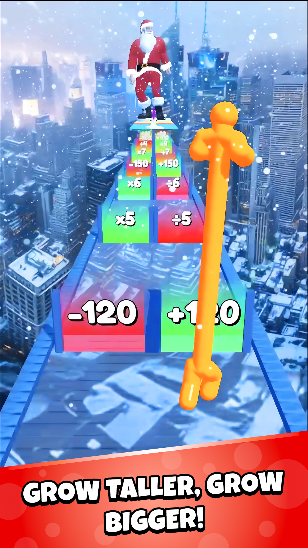 Captura de Tall Man Run con multiplicadores x5 y el jefe disfrazado de Papá Noel