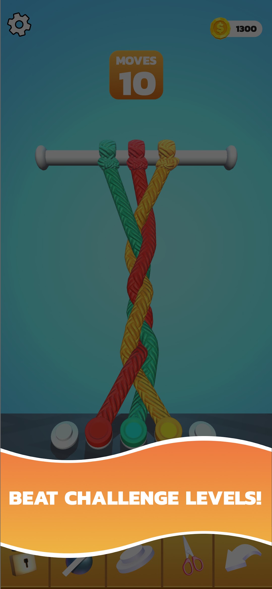 Captura de Tangle Master 3D MOD APK con las cuerdas de colores enredadas
