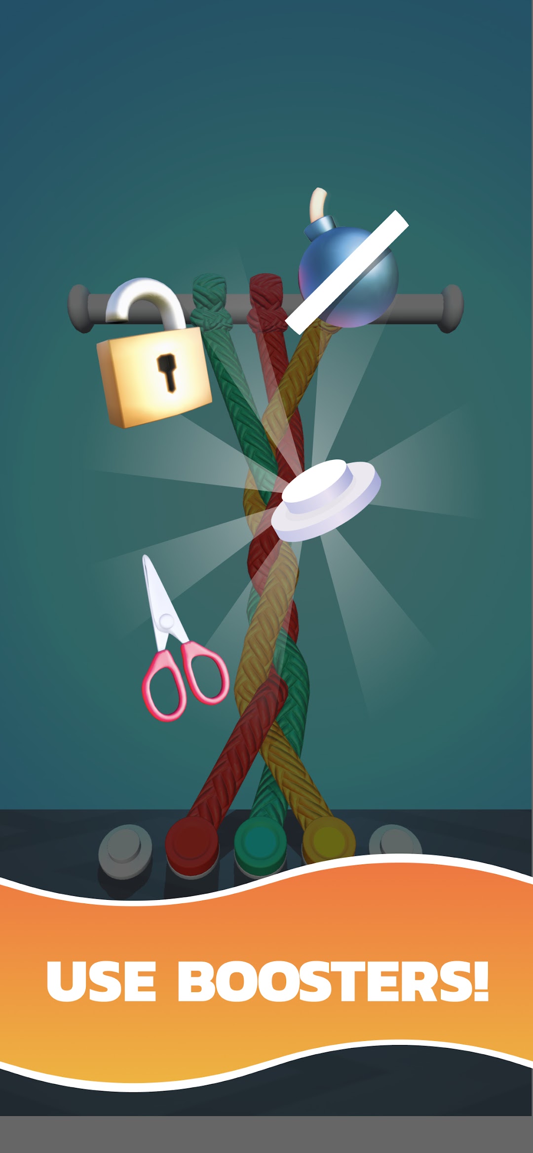 Nivel avanzado de Tangle Master 3D MOD APK con varias cuerdas entrelazadas